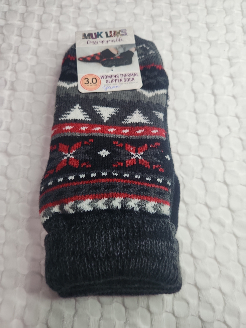 Muk Luks Men's Fair Isle Thermal Socks - Black, Red, White